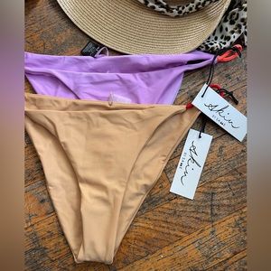 Bikini bottoms in Lilac and Tan .